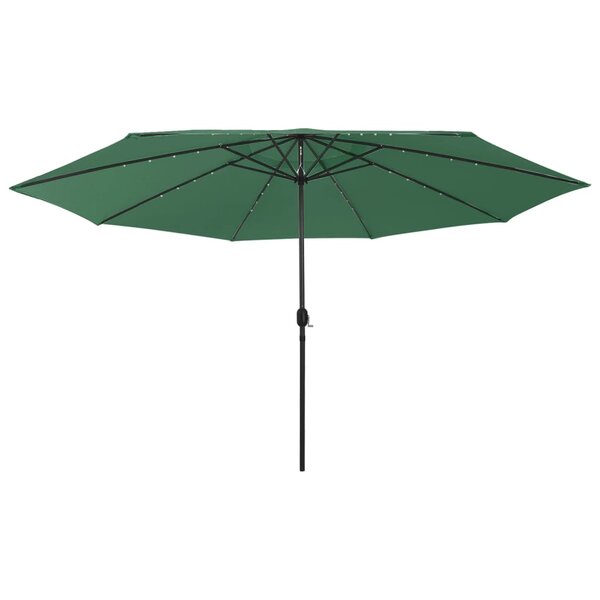 vidaXL Parasol de jardin avec lumières LED et mât en métal 400 cm vert