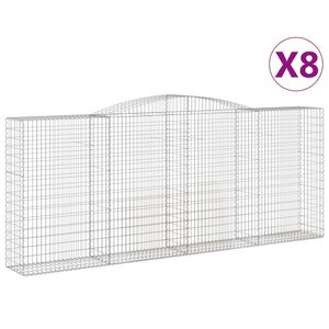 vidaXL Paniers à gabions arqués 8 Pièces 400x50x160/180 cm fer galvanisé