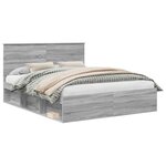 vidaXL Cadre de lit Gris Sonoma 160 x 200 cm Bois de pin massif