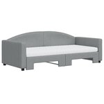 vidaXL Lit de jour avec gigogne et matelas gris clair 90x190 cm tissu