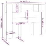 vidaXL Armoire de tête de lit Noir 140x18 5x104 5 cm