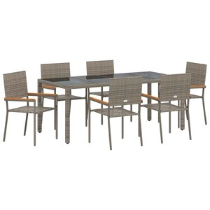 vidaXL Ensemble de salle à manger pour jardin 7 Pièces Gris