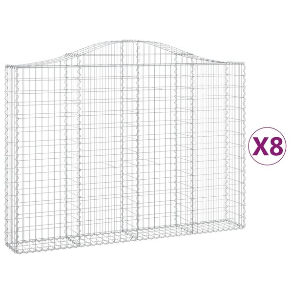 vidaXL Paniers à gabions arqués 8 Pièces 200x30x140/160 cm Fer galvanisé