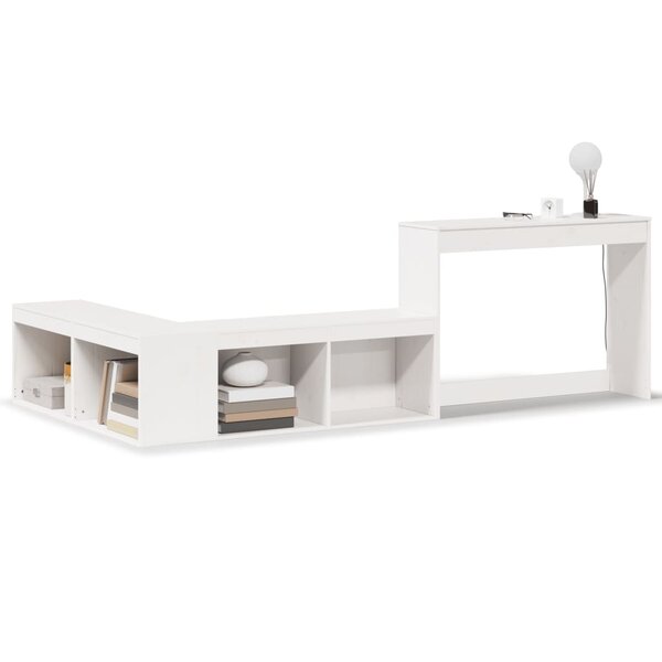 vidaXL Table de chevet avec bureau Blanc 232 x 122 x 75 cm Bois massif Pin