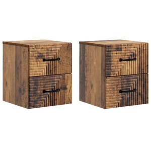 vidaXL Cabinet de chevet mural 2 Pièces Bois ancien 34 5 x 33 x 40 cm
