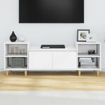 vidaXL Meuble TV Blanc 160x35x55 cm Bois d'ingénierie