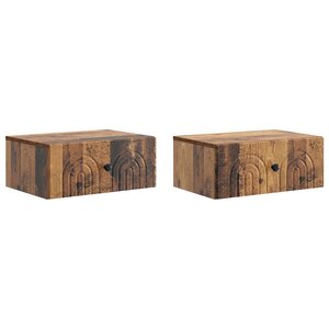 vidaXL Cabinet de chevet mural 2 Pièces Bois ancien 49 x 34 5 x 20 cm