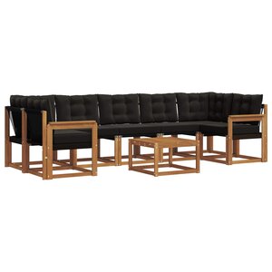 vidaXL Ensemble de canapés d'extérieur 8 pc Naturel et Noir