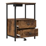 vidaXL Table de nuit avec station de chargement avec tiroir Chêne fumé