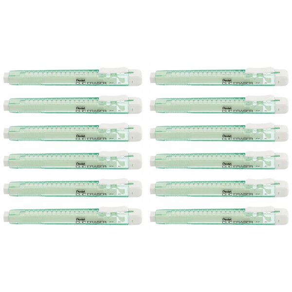 Stylo gomme CLIC ERASER  Corps vert pastel x 12 PENTEL