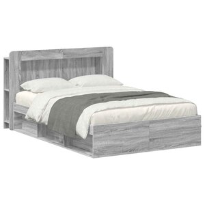 vidaXL Cadre de lit avec rangement Sonoma gris 140 x 200 cm