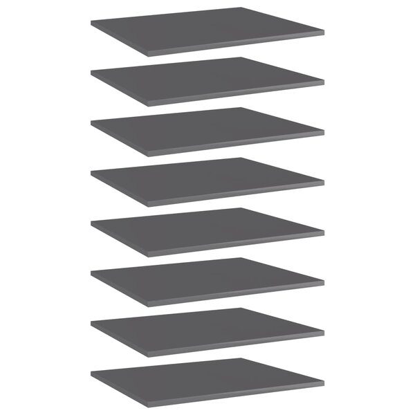 vidaXL Panneaux de bibliothèque 8 Pièces gris brillant bois d’ingénierie