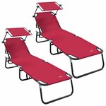vidaXL Chaise longue pliante 2 Pièces Rouge 56 x 190 x 81cm tissu