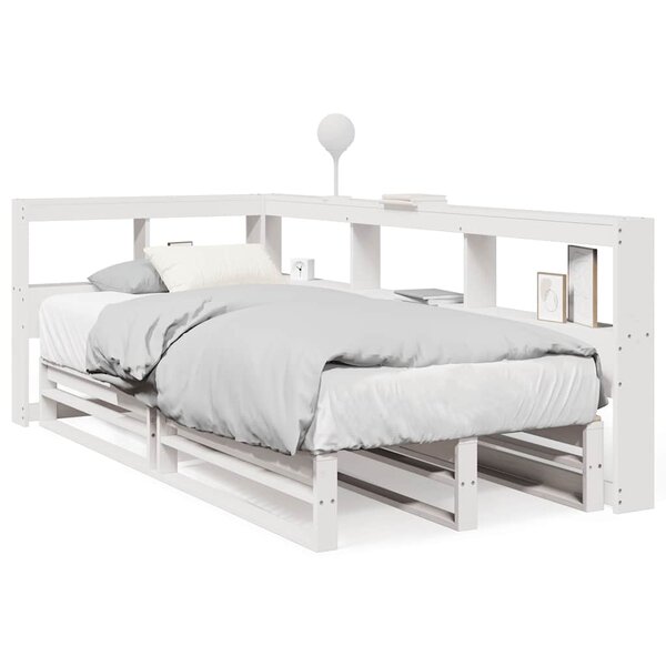 vidaXL Lit bibliothèque sans matelas blanc 75x190cm bois de pin massif