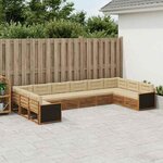 vidaXL Ensembles de canapés avec coussin 10 Pièces Bois d'Acacia Massif