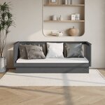 vidaXL Lit de jour Gris 75x190 cm Bois de pin massif