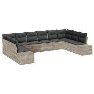 vidaXL Ensemble de canapé de jardin avec coussin 10 Pièces Gris clair