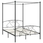 vidaXL Cadre de lit à baldaquin sans matelas gris métal 160x200 cm
