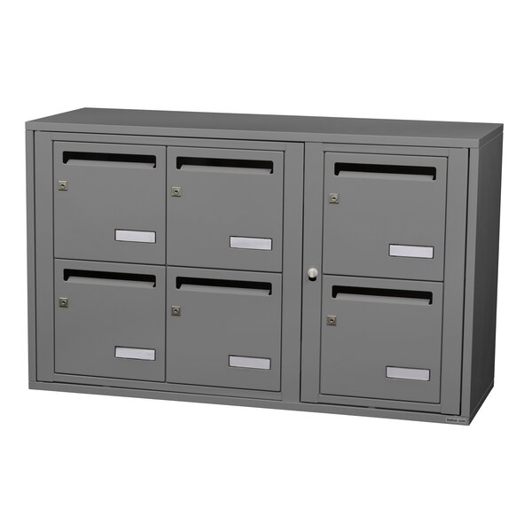 Bloc collectif Leabox 3x2 grade 3 simple face intérieur fixation murale gris poussière ral 7037 finition brillante