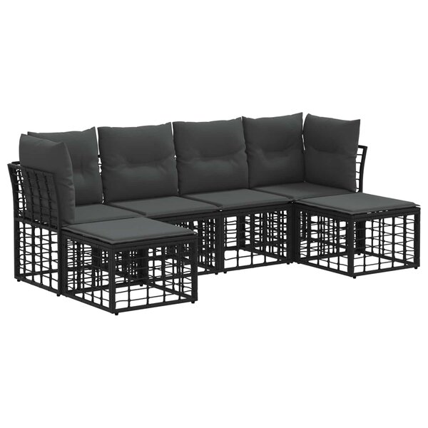vidaXL Ensemble de canapés d'extérieur Noir Polyester