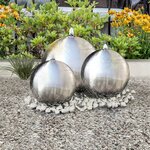 Vidaxl 3 pièces sphères de fontaine de jardin avec led acier inoxydable