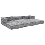 vidaXL Canapé Pouf Modulaire 3 Places qui se Transforme en Lit - Tissu Gris Clair