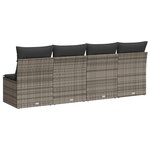 vidaXL Canapé de jardin 4 places avec coussins gris résine tressée