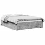 vidaXL Cadre de lit avec tiroirs sans matelas gris béton 140x190 cm