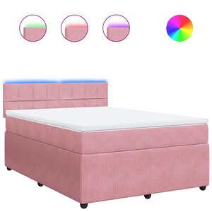 vidaXL Sommier à lattes de lit avec matelas Rose 140x190 cm Velours
