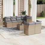 vidaXL Salon de jardin avec coussins 8 Pièces beige résine tressée