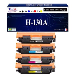 T3AZUR - 4x Toners compatibles avec CF350A CF351A CF352A CF353A 130A pour HP LaserJet Pro MFP M176n M177fw