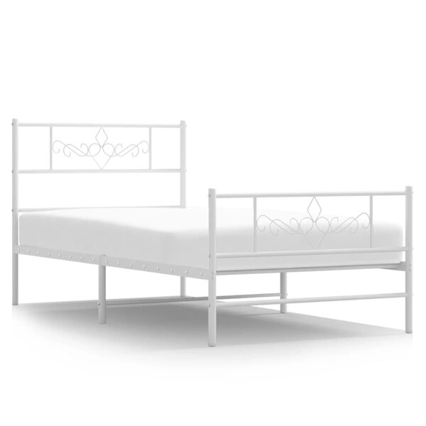 vidaXL Cadre de lit métal avec tête de lit/pied de lit blanc 80x200 cm