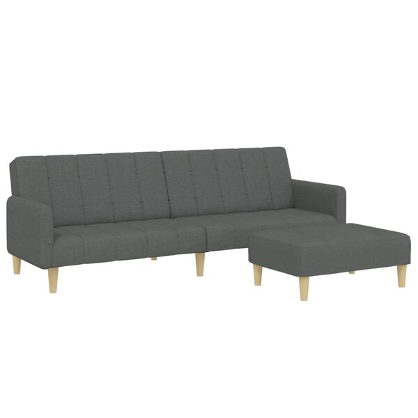 vidaXL Canapé-lit à 2 places avec repose-pied gris foncé tissu