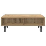 vidaXL Table d'appoint avec roues Chêne artisanal 90 x 50 x 30 cm