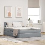 vidaXL Lit avec rangement et matelas Gris clair 140 x 190 cm