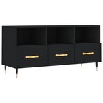 vidaXL Meuble TV noir 102x36x50 cm bois d'ingénierie