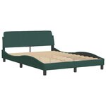 vidaXL Cadre de lit avec tête de lit Vert foncé 140x190 cm Velours