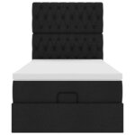 vidaXL Cadre de lit ottoman avec matelas noir 90x200 cm tissu