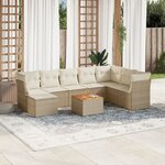 vidaXL Salon de jardin avec coussins 9 Pièces beige résine tressée