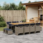vidaXL Ensemble à manger de jardin avec coussins 13 Pièces résine tressée