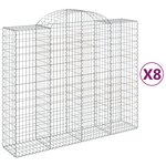 vidaXL Paniers à gabions arqués 8 Pièces 200x50x160/180 cm Fer galvanisé