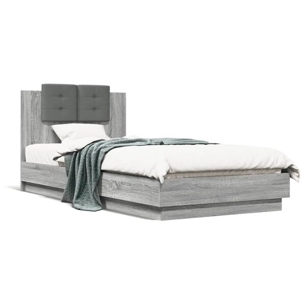 vidaXL Cadre de lit sans matelas sonoma gris 100x200 cm