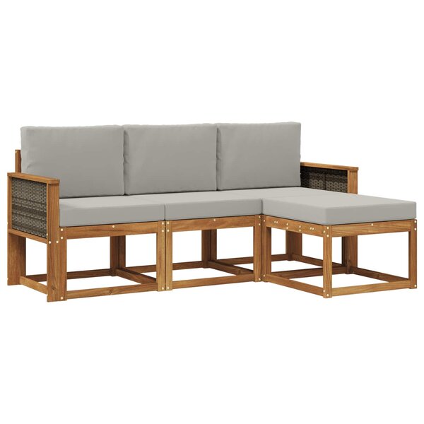 vidaXL Ensemble de canapés d'extérieur 4 pc Naturel et gris clair