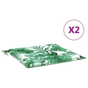 vidaXL Coussins de chaise lot de 2 motif de feuilles 40x40x3 cm tissu
