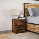 vidaXL Armoire de chevet et lumières LED chêne fumé bois d'ingénierie
