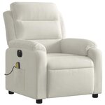 vidaXL Fauteuil inclinable de massage électrique crème velours