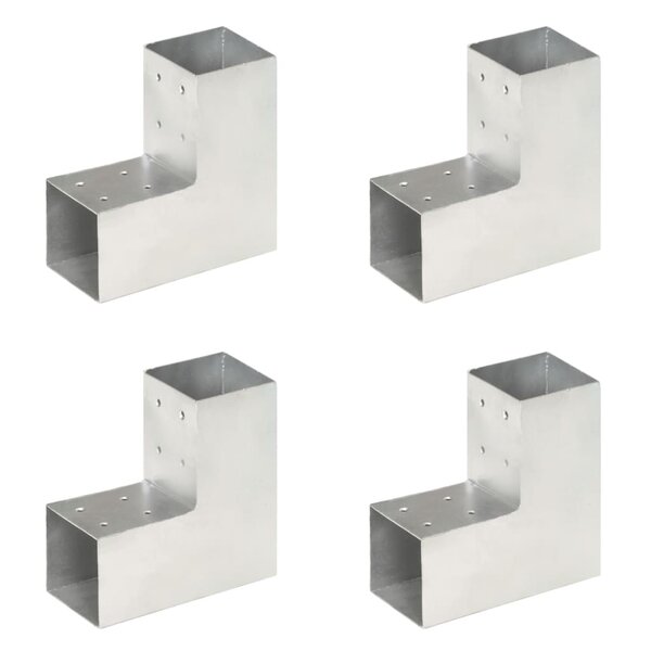 vidaXL Connecteurs de poteau 4 Pièces Forme en L Métal galvanisé 81x81 mm