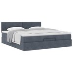 VidaXL Cadre de lit ottoman avec matelas gris foncé 180x200 cm velours