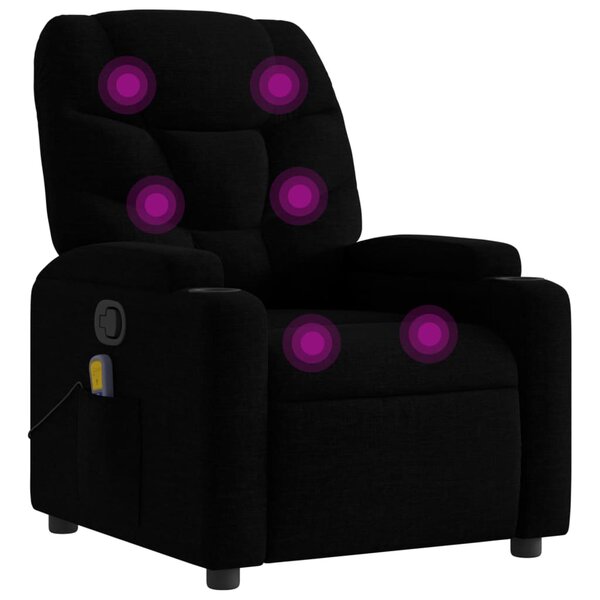 vidaXL Fauteuil inclinable de massage noir tissu