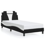 vidaXL Cadre de lit Viana sans matelas noir et blanc 90x190 cm similicuir